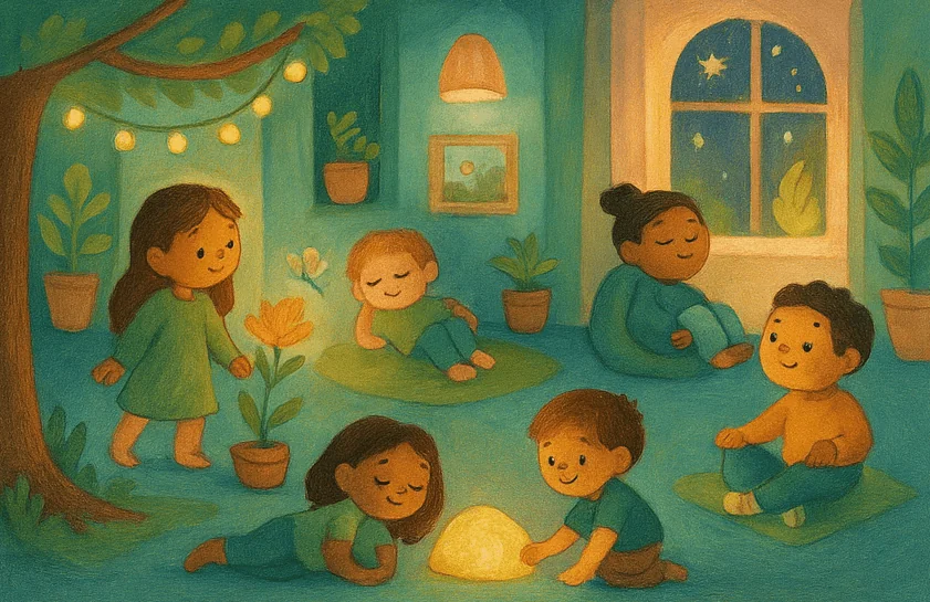 Illustratie van een magische omgeving voor kinderen